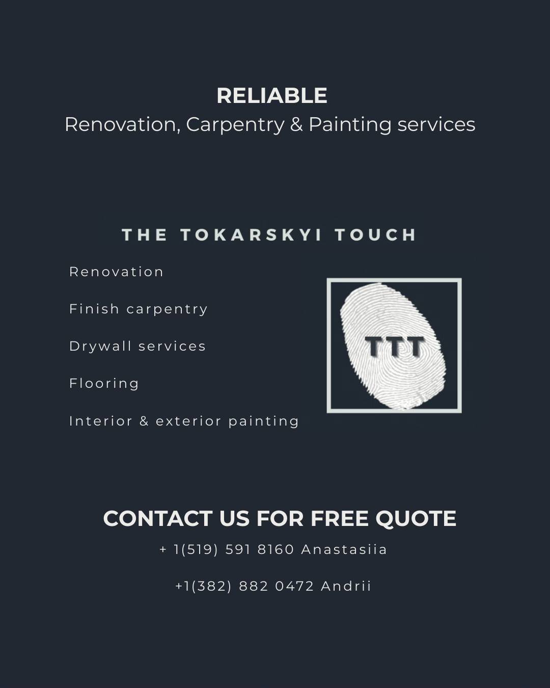 Tokarskyi Finish Carpentry & Painting
